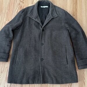 Kenneth Cole Brown Tweed Wool Blend Stroller Coat Overcoat Preppy Career XL